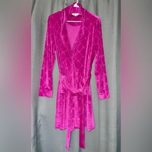 Juicy Couture JC Monogram Robe Kimono Hot Pink Sz S/M Super Soft